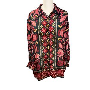 Farm Rio Seashell Tapestry Buttoned Shirt-Blouse Size XL *FLAW*